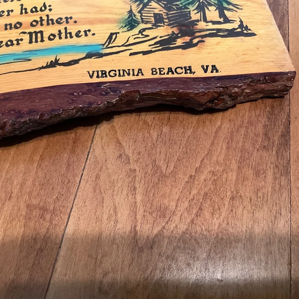 Vintage Mother Poem Live Edge Wood Plaque Virginia‎ Beach VA Souvenir Wall Decor